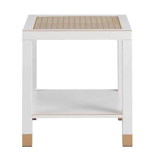 Modern White Glass End Table for Living Room