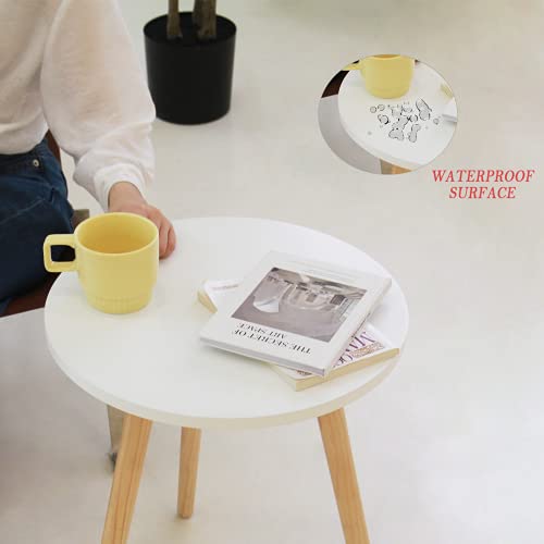 AWASEN Modern Round Accent Table for Small Spaces (White)