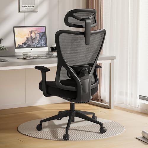 Ergonomic Mesh Office Chair with Adjustable Headrest and Lumbar Support for Home Office