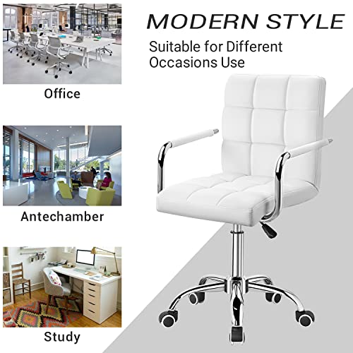 Modern White Office Chair with Armrests