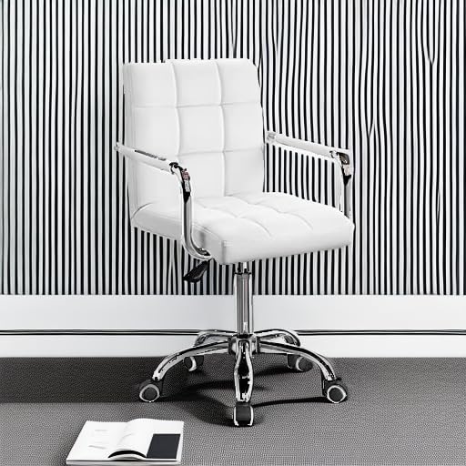 Modern White Office Task Chair with Adjustable Swivel and Arms