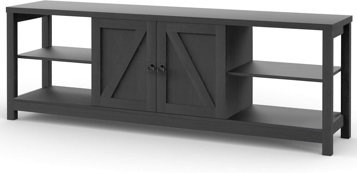 Panana TV Stand Entertainment Center Television Stands with 2 Doors and Storage Shelves, Media Stand TV Table TV Console for 75 inch TV for Living Room Bedroom (Black, 65 inches)