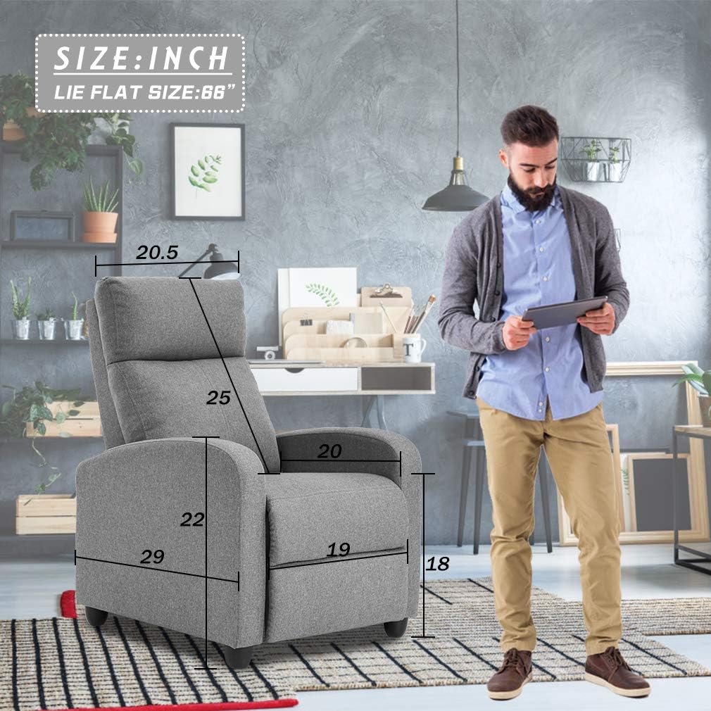 Single Recliner Chair for Home Theater in Grey